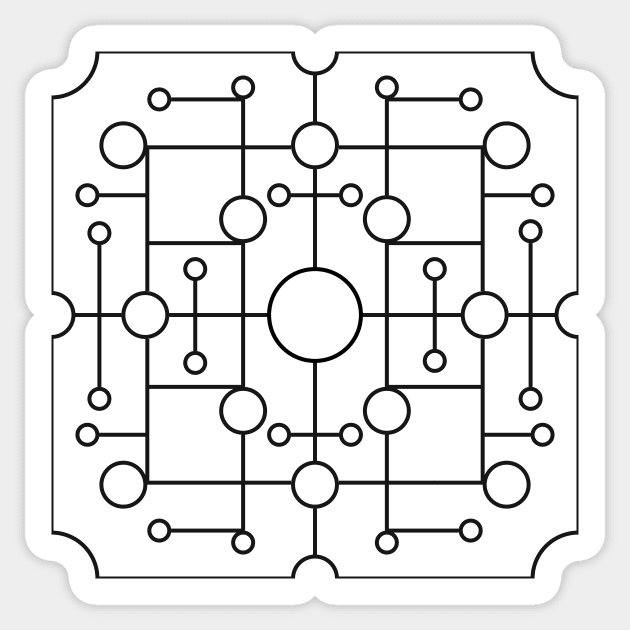 Black and White Art Deco Geometric Circle Tile Design Sticker by Rhubarb Myrtle